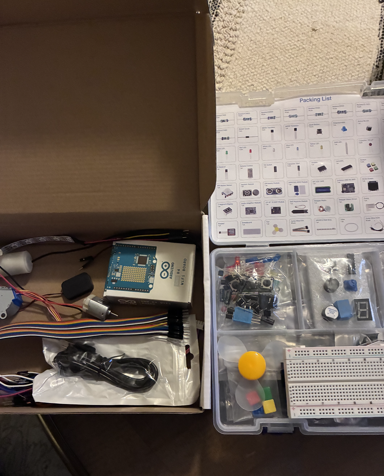 Photo of the full Arduino kit.